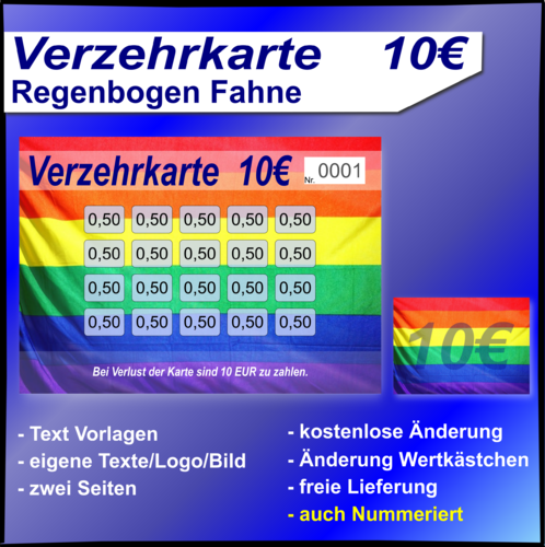Verzehrkarten Regenbogen Fahne 10 EUR