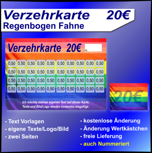 Verzehrkarten Regenbogen Fahne 20 EUR